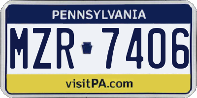 PA license plate MZR7406