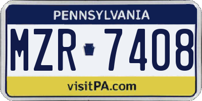 PA license plate MZR7408