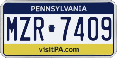 PA license plate MZR7409