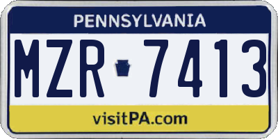 PA license plate MZR7413