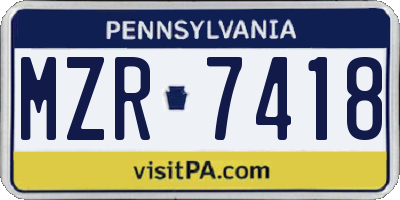PA license plate MZR7418