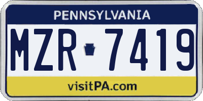 PA license plate MZR7419