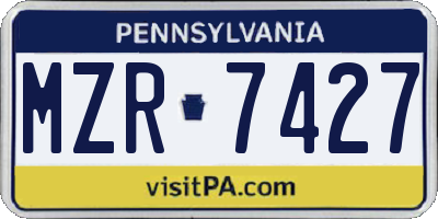 PA license plate MZR7427