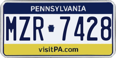 PA license plate MZR7428