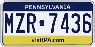 PA license plate MZR7436