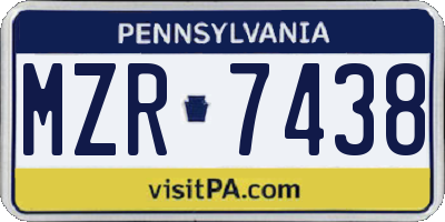 PA license plate MZR7438