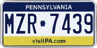 PA license plate MZR7439