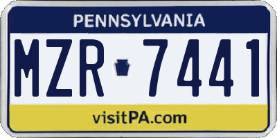 PA license plate MZR7441