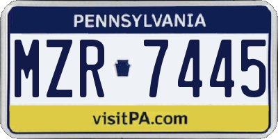 PA license plate MZR7445