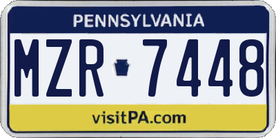 PA license plate MZR7448