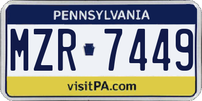 PA license plate MZR7449