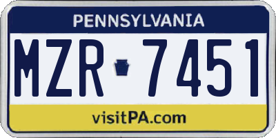 PA license plate MZR7451