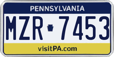 PA license plate MZR7453