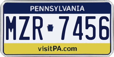 PA license plate MZR7456