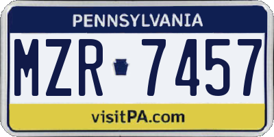PA license plate MZR7457