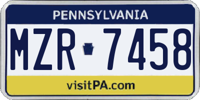 PA license plate MZR7458