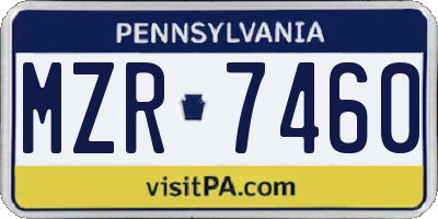 PA license plate MZR7460
