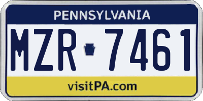 PA license plate MZR7461