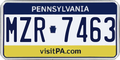 PA license plate MZR7463