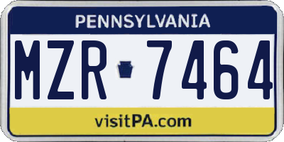 PA license plate MZR7464