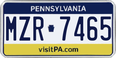 PA license plate MZR7465