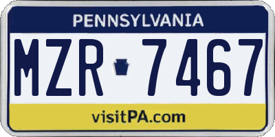 PA license plate MZR7467