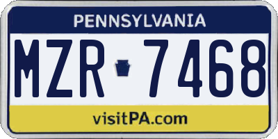 PA license plate MZR7468