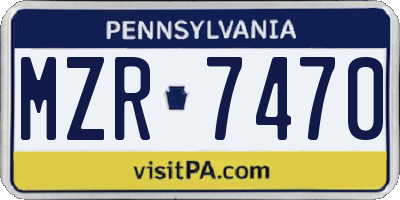 PA license plate MZR7470