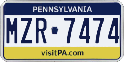 PA license plate MZR7474
