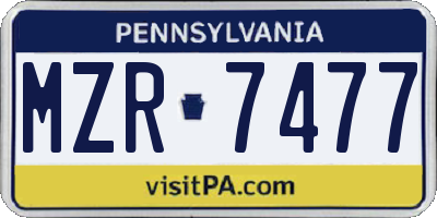 PA license plate MZR7477