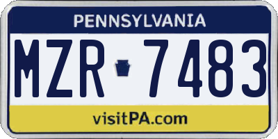 PA license plate MZR7483