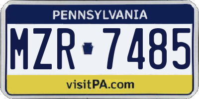 PA license plate MZR7485