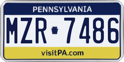 PA license plate MZR7486