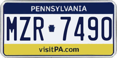PA license plate MZR7490