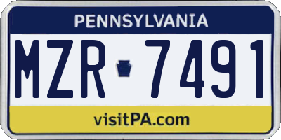 PA license plate MZR7491