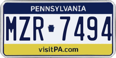 PA license plate MZR7494