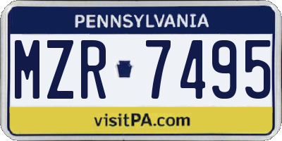 PA license plate MZR7495