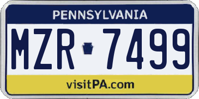 PA license plate MZR7499