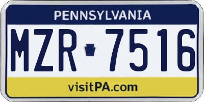 PA license plate MZR7516