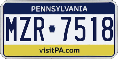 PA license plate MZR7518