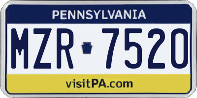 PA license plate MZR7520