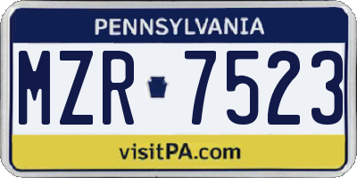 PA license plate MZR7523