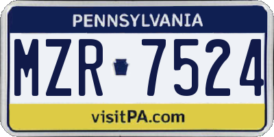 PA license plate MZR7524