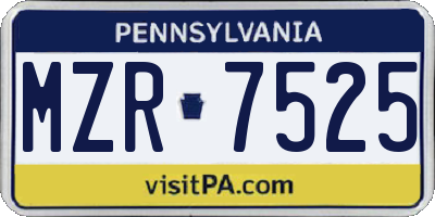 PA license plate MZR7525