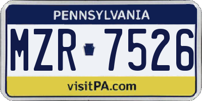 PA license plate MZR7526