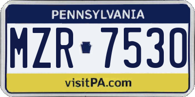 PA license plate MZR7530