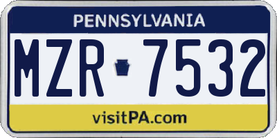 PA license plate MZR7532