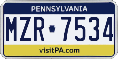 PA license plate MZR7534