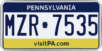 PA license plate MZR7535