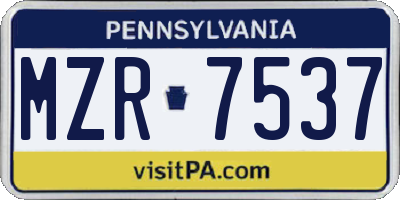PA license plate MZR7537
